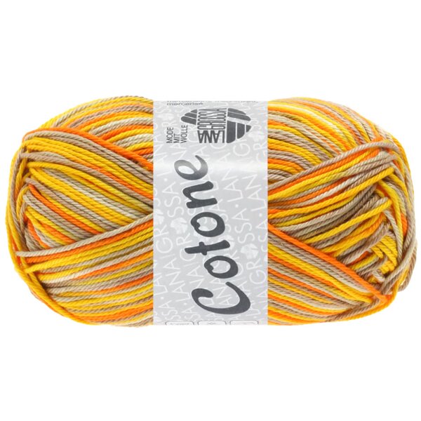 Lana Grossa - Cotone Print 0337 beige taupe dottergelb orange