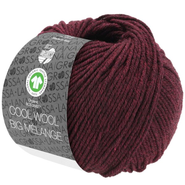Lana Grossa - Cool Wool Big Melange GOTS 0219 dunkel- schwarzrot meliert