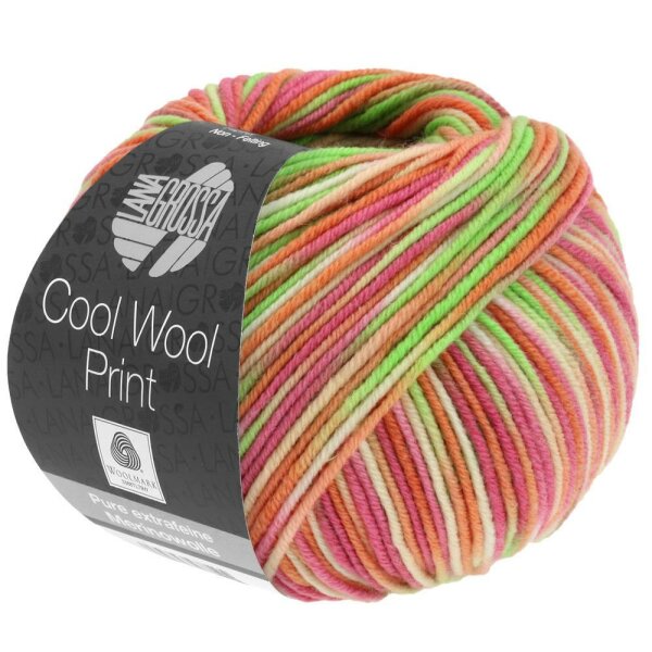 Lana Grossa - Cool Wool Print 0823 hellgrün nelkenrosa orange pfirsich