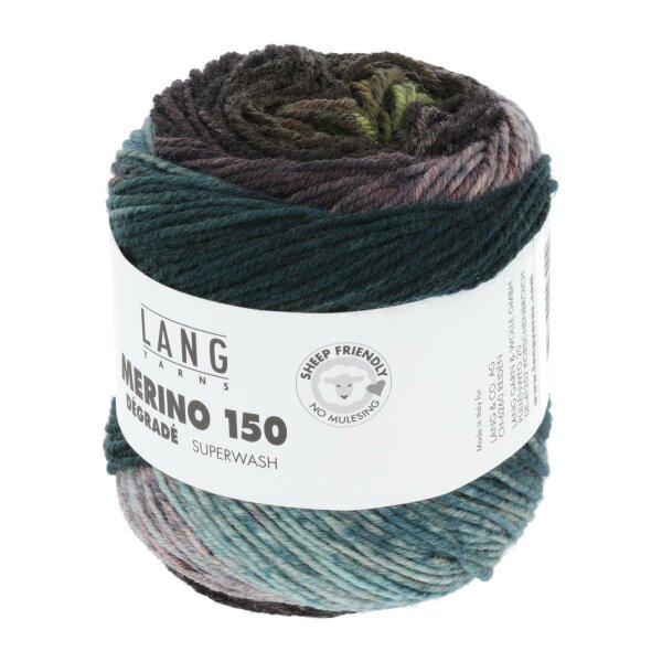 Lang Yarns - Merino 150 Dégradé 0005 mint/bordeaux/blau