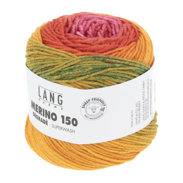 Lang Yarns - Merino 150 Dégradé 0007 rot/grün/orange