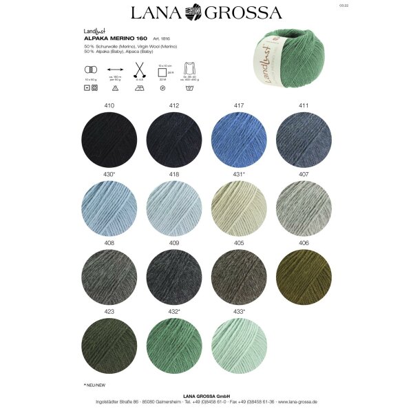 Lana Grossa 422 gelb 50 g Fb Wolle Kreativ Landlust Alpaka Merino 160 