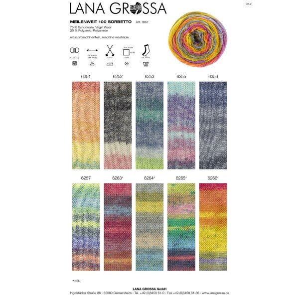Fb Meilenweit 100 Sorbetto 6255 100 g Wolle Kreativ Lana Grossa 