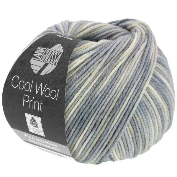 Lana Grossa - Cool Wool Print 0829 rohweiß silbergrau hellgrau grau