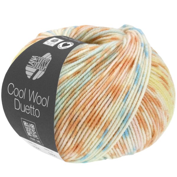 Lana Grossa - Cool Wool Duetto 7502 creme hellblau lachs hellrosa gelb mint