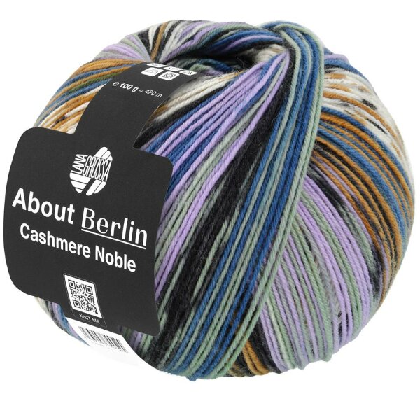 Lana Grossa - About Berlin Meilenweit 100g Cashmere Noble 0925 anthrazit hellgrau weiß flieder taubenblau grau ocker